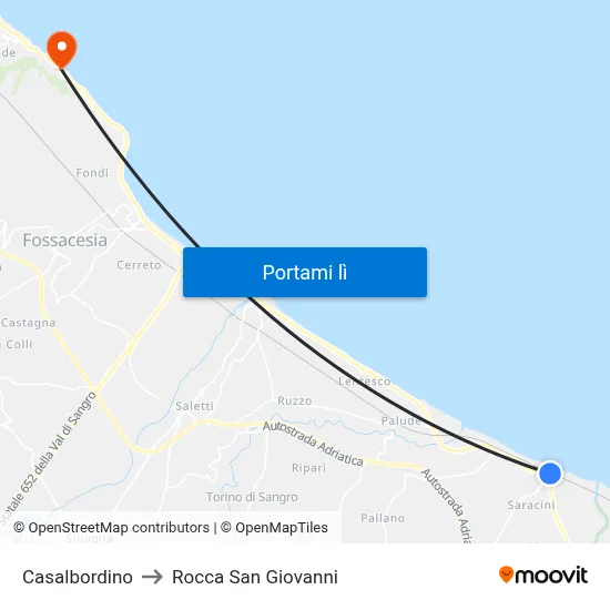 Casalbordino to Rocca San Giovanni map