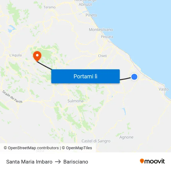Santa Maria Imbaro to Barisciano map