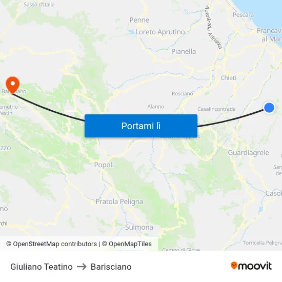 Giuliano Teatino to Barisciano map