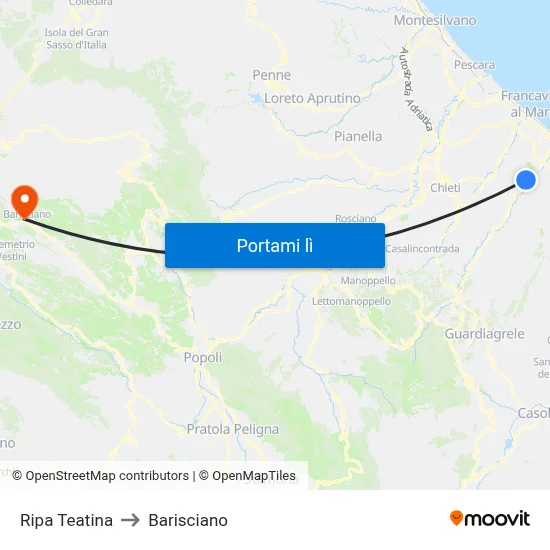 Ripa Teatina to Barisciano map