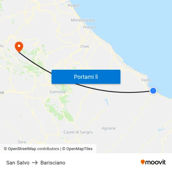 San Salvo to Barisciano map