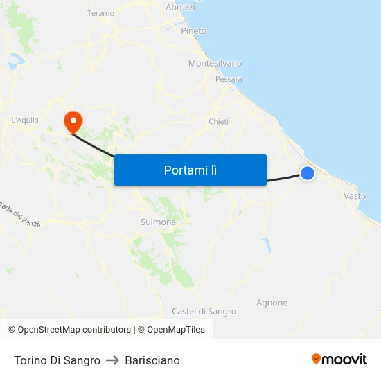 Torino Di Sangro to Barisciano map