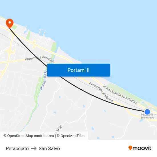 Petacciato to San Salvo map