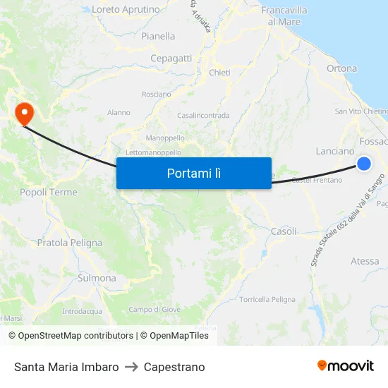 Santa Maria Imbaro to Capestrano map