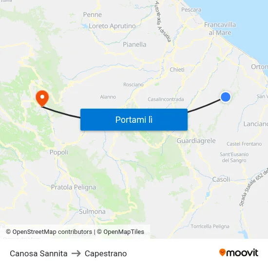 Canosa Sannita to Capestrano map