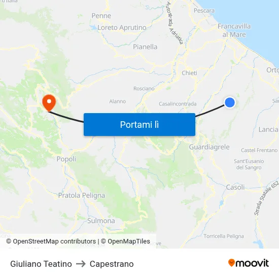Giuliano Teatino to Capestrano map