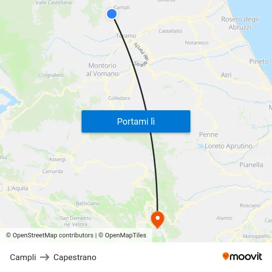 Campli to Capestrano map