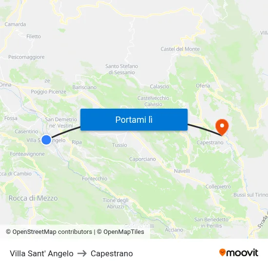 Villa Sant' Angelo to Capestrano map