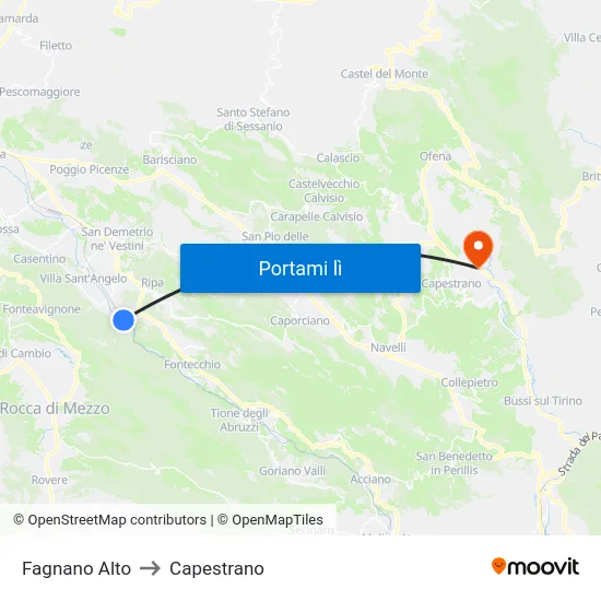 Fagnano Alto to Capestrano map
