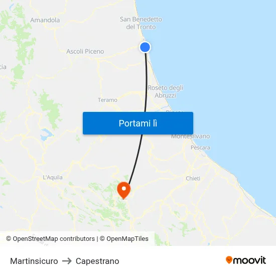 Martinsicuro to Capestrano map