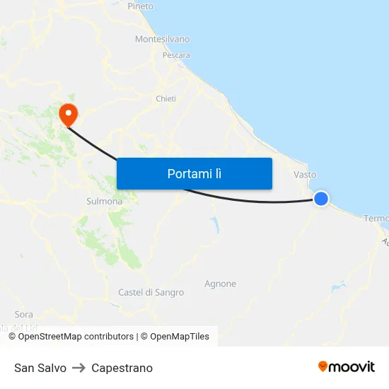 San Salvo to Capestrano map
