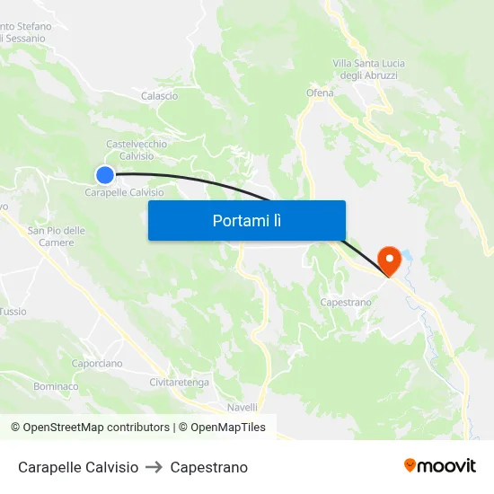Carapelle Calvisio to Capestrano map