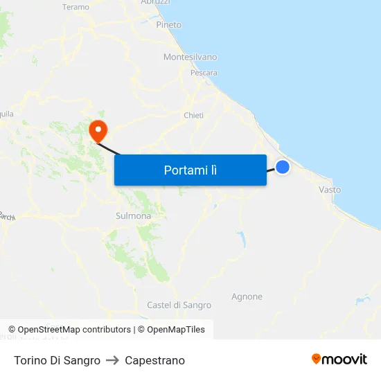 Torino Di Sangro to Capestrano map