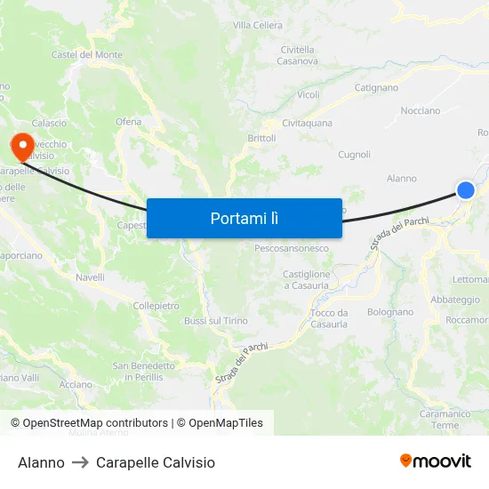 Alanno to Carapelle Calvisio map