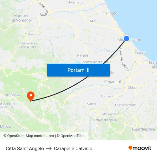 Città Sant' Angelo to Carapelle Calvisio map