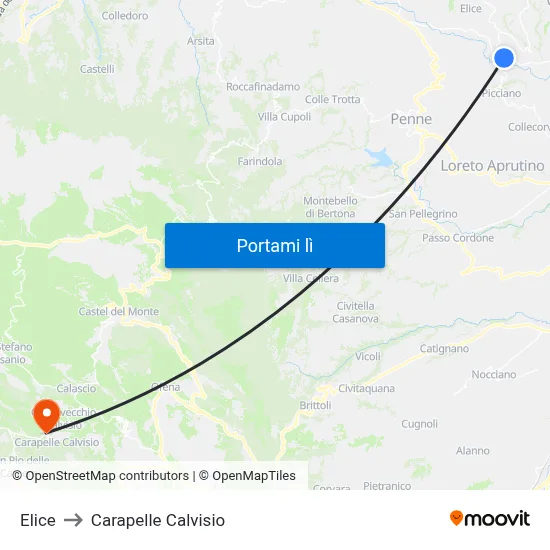 Elice to Carapelle Calvisio map