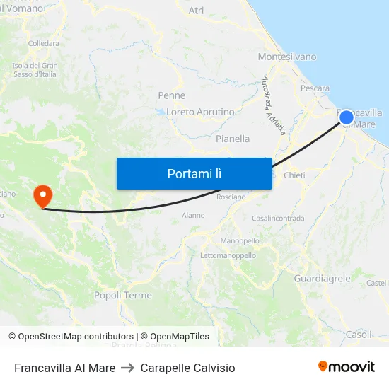 Francavilla Al Mare to Carapelle Calvisio map