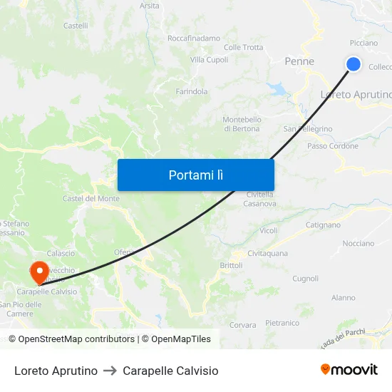 Loreto Aprutino to Carapelle Calvisio map