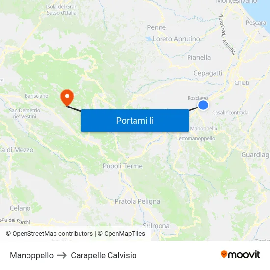 Manoppello to Carapelle Calvisio map