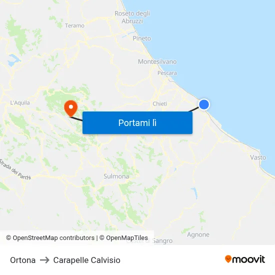 Ortona to Carapelle Calvisio map