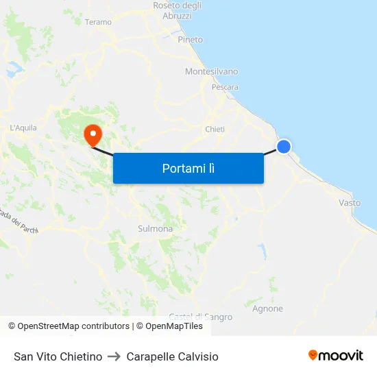 San Vito Chietino to Carapelle Calvisio map