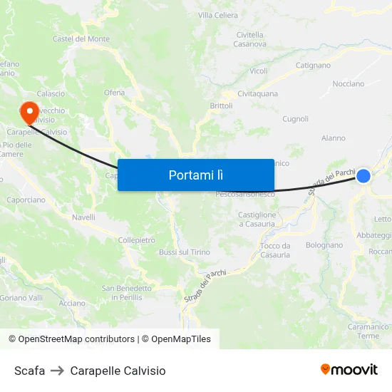 Scafa to Carapelle Calvisio map
