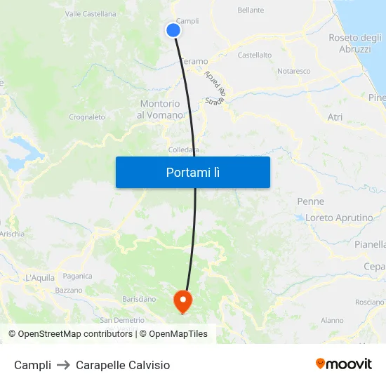 Campli to Carapelle Calvisio map