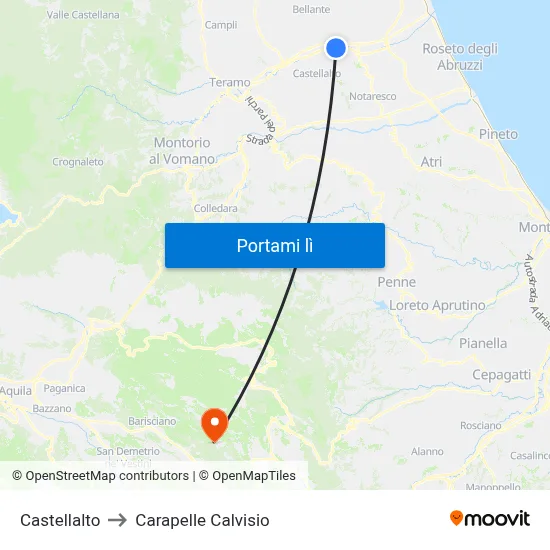 Castellalto to Carapelle Calvisio map