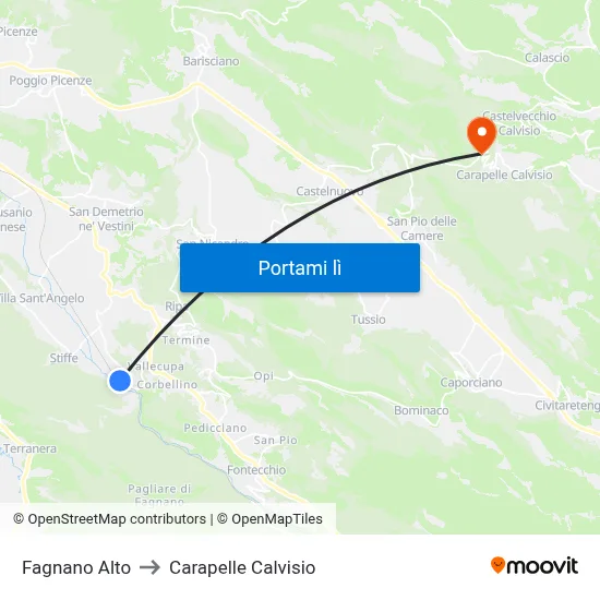 Fagnano Alto to Carapelle Calvisio map