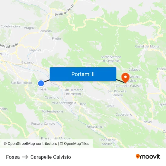Fossa to Carapelle Calvisio map