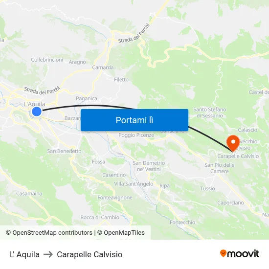L' Aquila to Carapelle Calvisio map