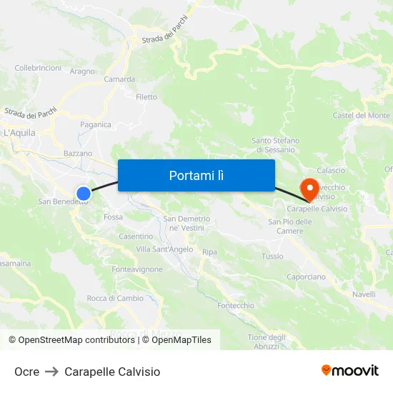 Ocre to Carapelle Calvisio map