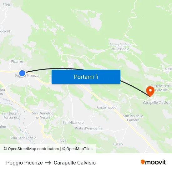 Poggio Picenze to Carapelle Calvisio map