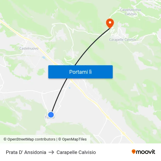 Prata D' Ansidonia to Carapelle Calvisio map