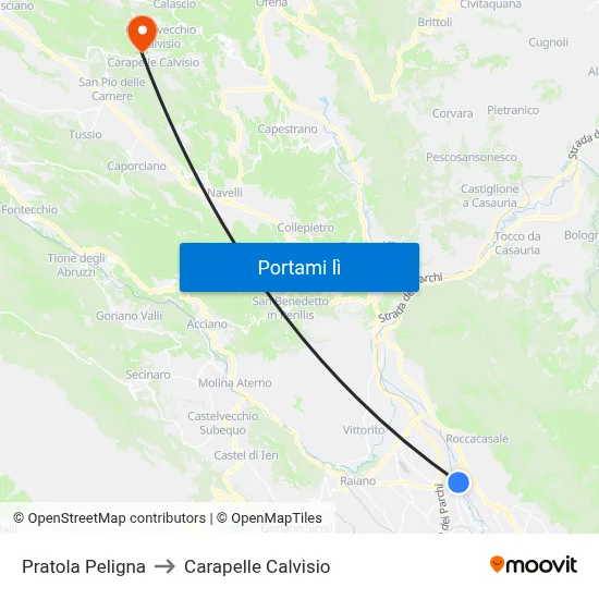 Pratola Peligna to Carapelle Calvisio map