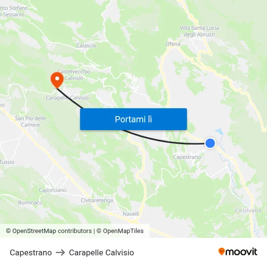Capestrano to Carapelle Calvisio map