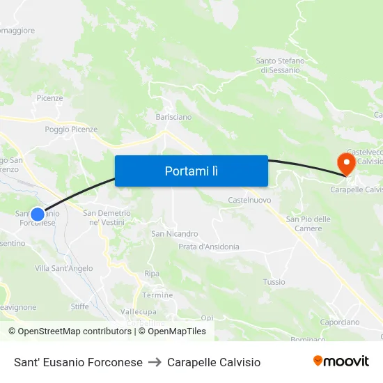 Sant' Eusanio Forconese to Carapelle Calvisio map