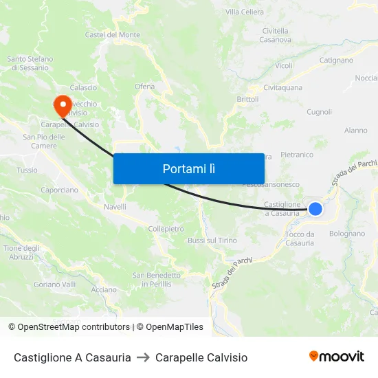 Castiglione A Casauria to Carapelle Calvisio map