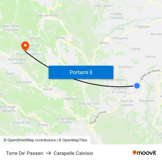Torre De' Passeri to Carapelle Calvisio map