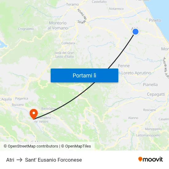 Atri to Sant' Eusanio Forconese map