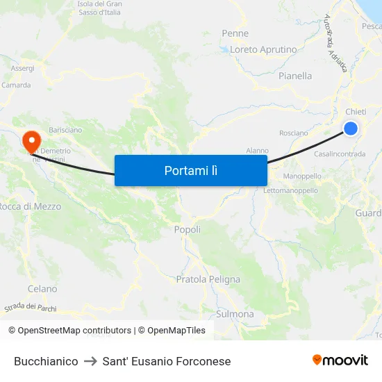 Bucchianico to Sant' Eusanio Forconese map