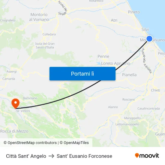 Città Sant' Angelo to Sant' Eusanio Forconese map
