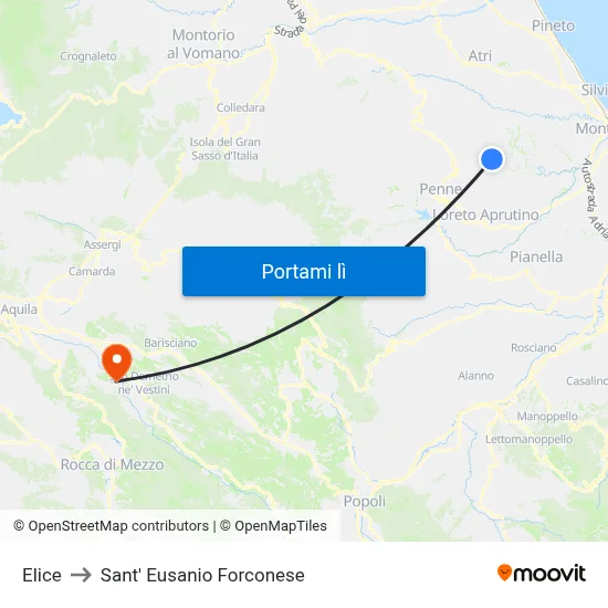 Elice to Sant' Eusanio Forconese map