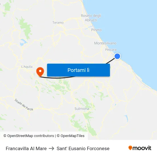 Francavilla Al Mare to Sant' Eusanio Forconese map