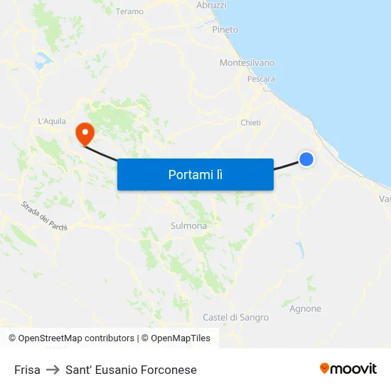 Frisa to Sant' Eusanio Forconese map