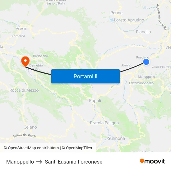 Manoppello to Sant' Eusanio Forconese map