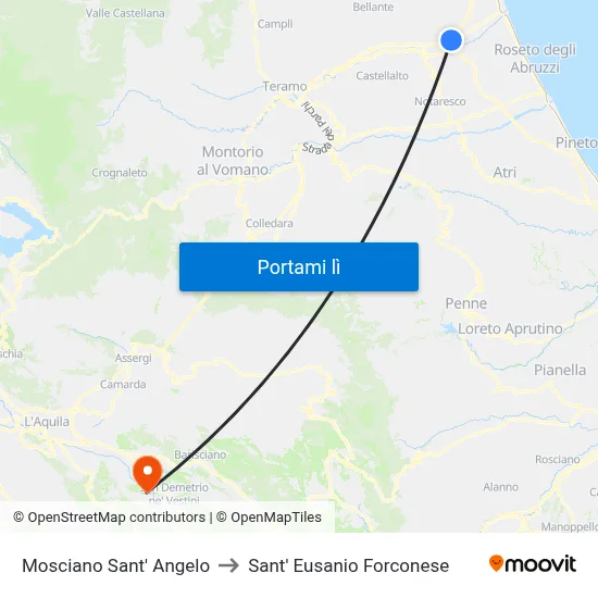 Mosciano Sant' Angelo to Sant' Eusanio Forconese map
