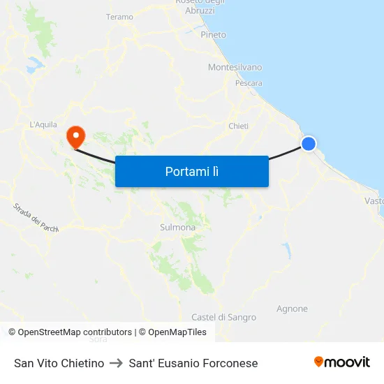 San Vito Chietino to Sant' Eusanio Forconese map