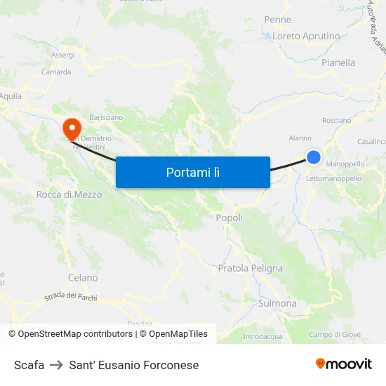 Scafa to Sant' Eusanio Forconese map