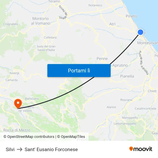 Silvi to Sant' Eusanio Forconese map